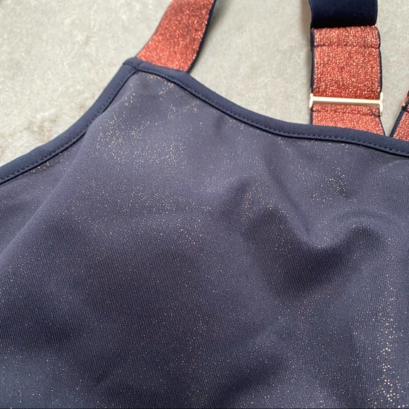 TED BAKER Navy Jaklun Mesh Panel Sports Bra - Picture 6 of 8